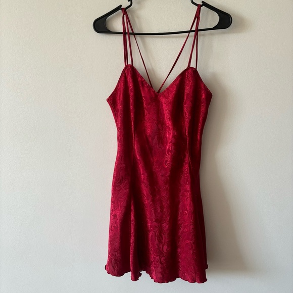 Vintage 80s Victoria’s Secret Gold Label Babydoll Floral Foil Mini Slip Dress - Picture 7 of 13